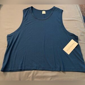 NWT Athleta teal sleeveless crop top tank size XL